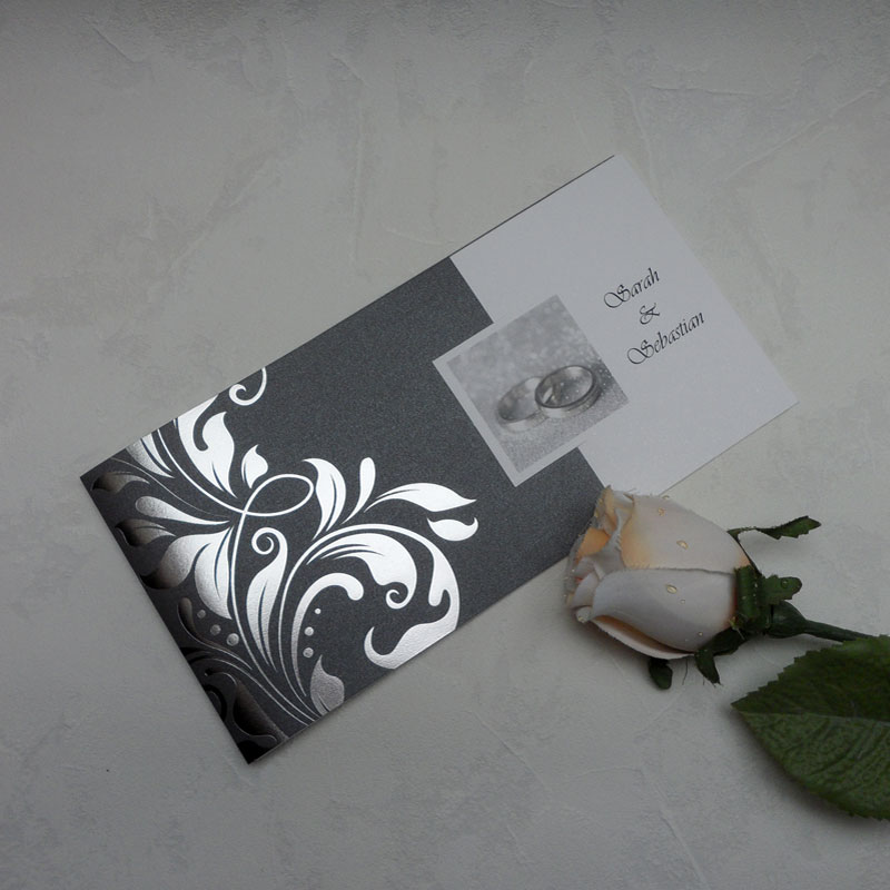 Hochzeitskarte, Einladung zur Hochzeit – Silberornament