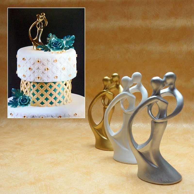 elegante Tortenfigur „Brautpaar Perlmuttglanz“ in zwei Ausführungen Hochzeit 