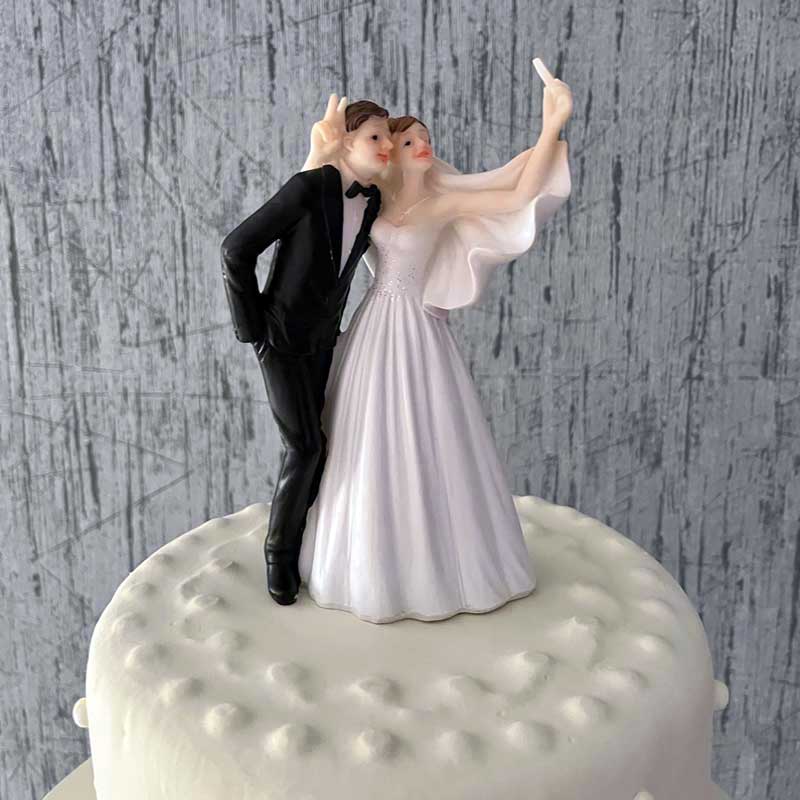 Hochzeit – witzige Tortenfigur Brautpaar "Selfie"